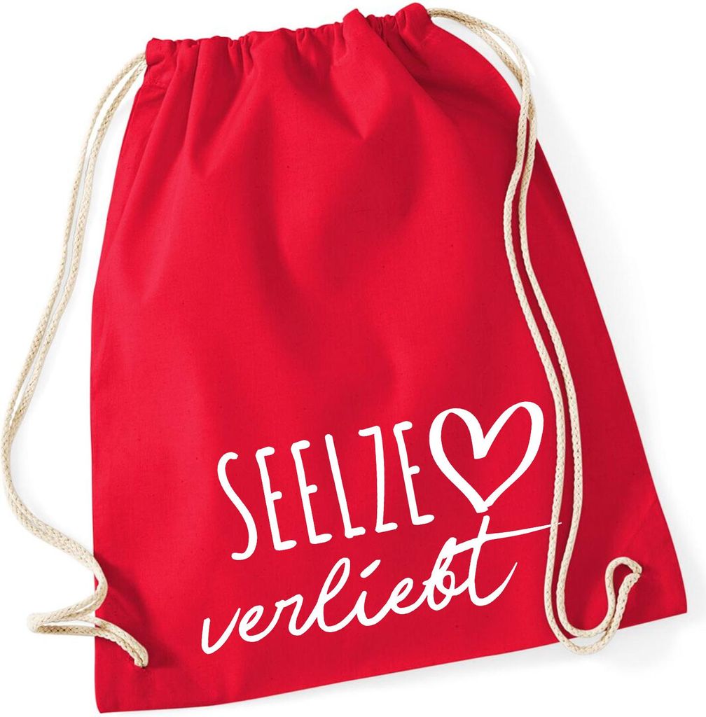 Huuraa Turnbeutel Seelze verliebt 12 Liter Classic Red Baumwolle Rucksack Geschenkidee