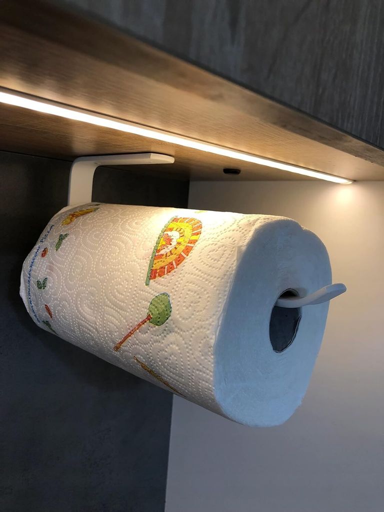 STALFORM Küchenrollenhalter Weiß - 28 cm - Praktisch Rollenhalter mit Bohren - Montagesatz Inklusive - Kompatibel mit Rolle Papiertuch - Paper To...