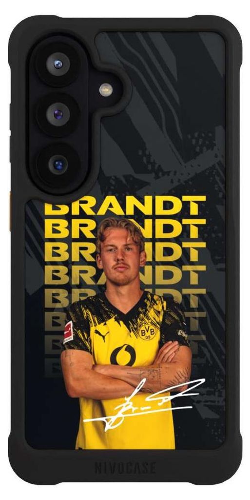NIVOCASE Hülle für Samsung Galaxy S26 Stoßfeste Handyhülle NIVOmax Case Schwarz BVB Borussia Dortmund Julian Brandt