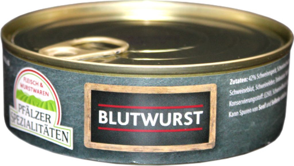 Pfälzer Spezialitäten Blutwurst Vollkonserve 200g Dose Produktbild 
