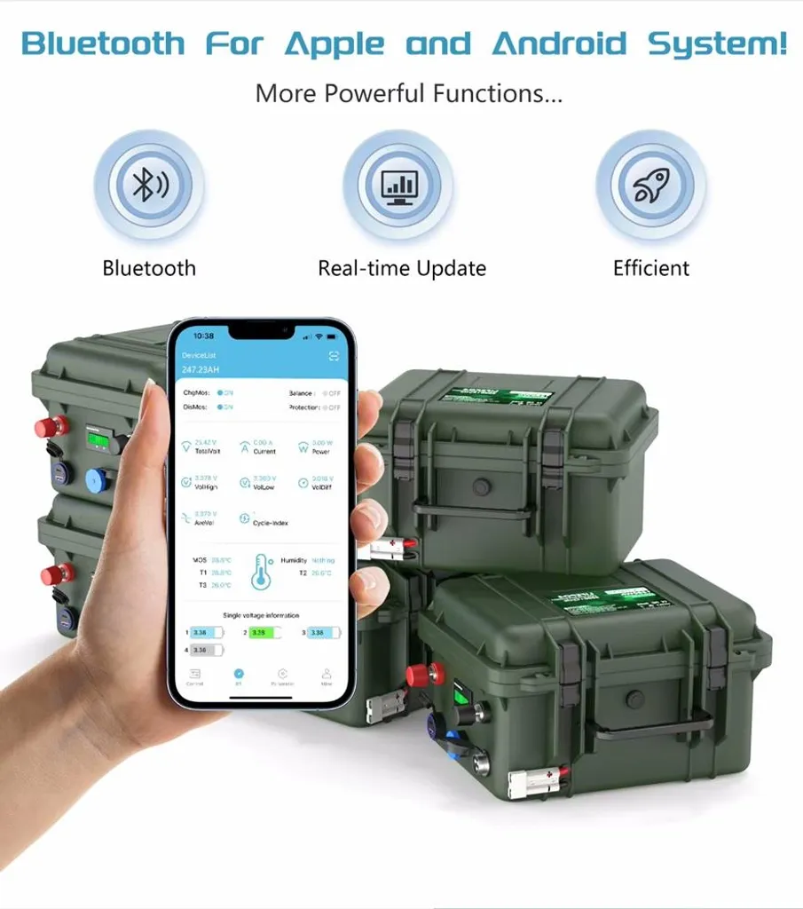 Batterie LiFePO4 100Ah Bluetooth MHPower L100-12-OUT Étanche Extérieur