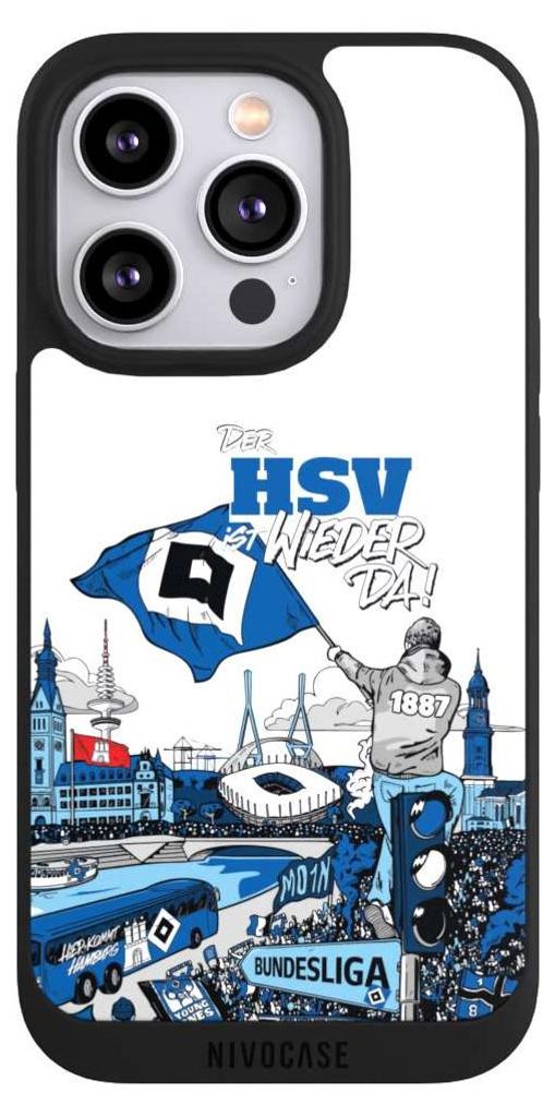 NIVOCASE Handyhülle für Apple iPhone 14 Pro Hülle NIVOpure Case Schwarz Aufstieg Hamburger SV Offizielles Lizenzprodukt