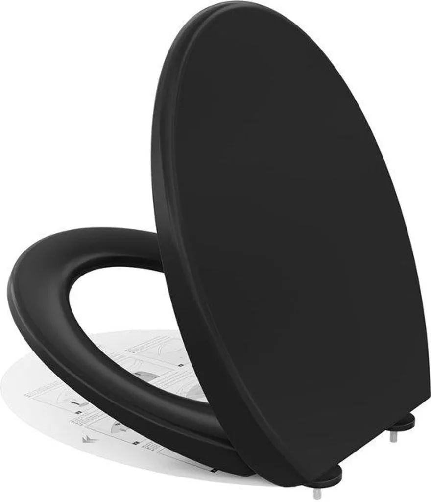 Abattant WC noir avec fermeture douce - Solution pour WC ovales