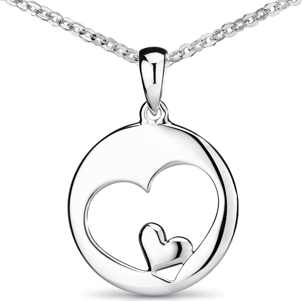 MATERIA by Matthias Wagner Damen Herz-Anhänger Silber 925 - Liebe Schmuck Silberanhänger wahlweise mit Kette inkl. Geschenk-Box KA-60