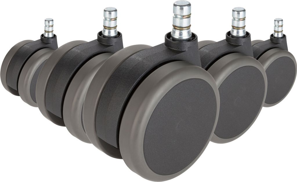 hjh OFFICE Stuhlrollen 5x ROLO No-Noise 11mm/75mm Ersatz Rollen Bürostuhl für Parkett, Laminat, Fliesen oder Steinboden
