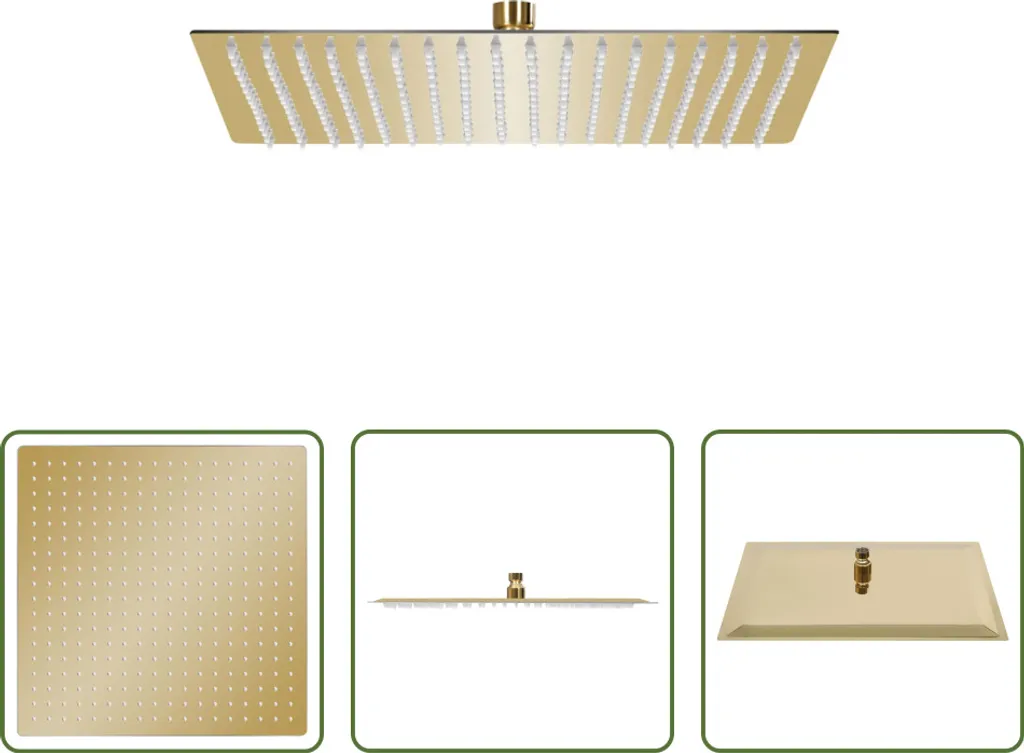 The Living Store Doccia a pioggia in acciaio inox 50x50 cm Square Golden