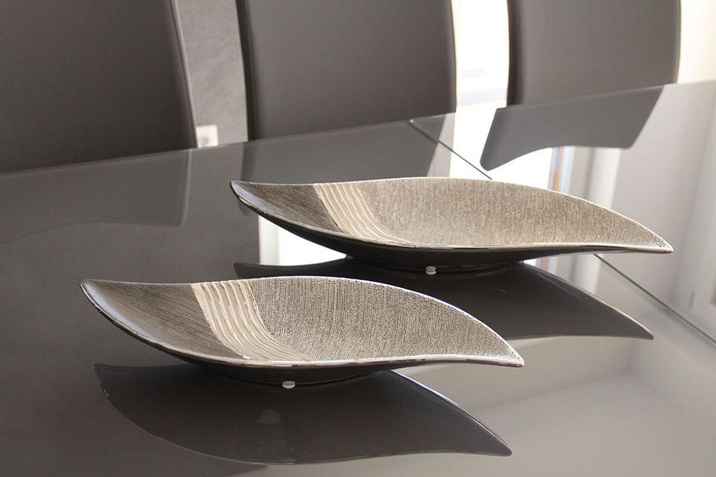 Casablanca Schale, "Bridgetown", gestreift, Keramik, grau, Produktbild 