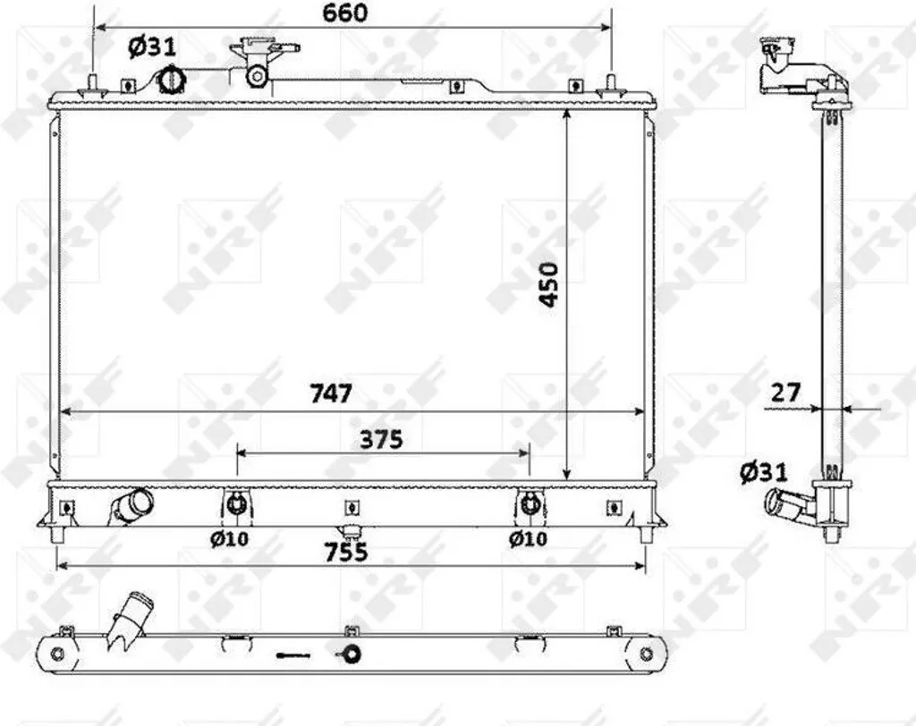 Radiateur moteur en aluminium NRF 53904 haute performance CX-7