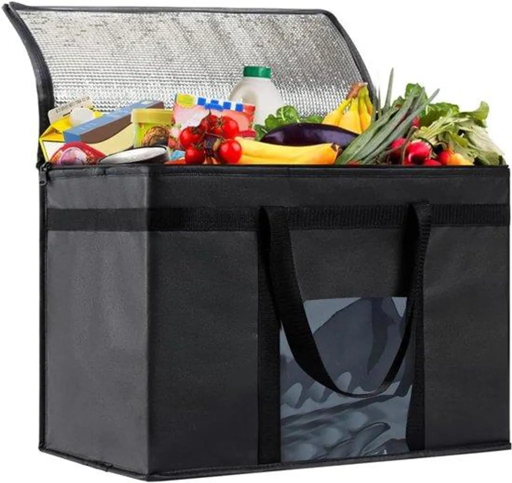 Grand cabas de courses pliable avec poche isotherme repas Gris Anthracite