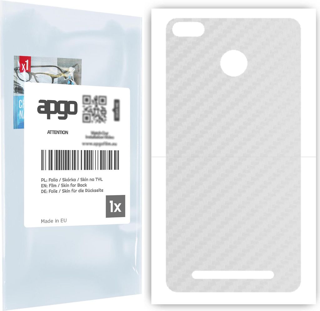 apgo Rückseite Schutzfolie für Xiaomi Redmi 3s - Hinten Schutzfolie Carbon Transparent (durchsichtig), Rückseite Folie schützt vor Kratzern un...