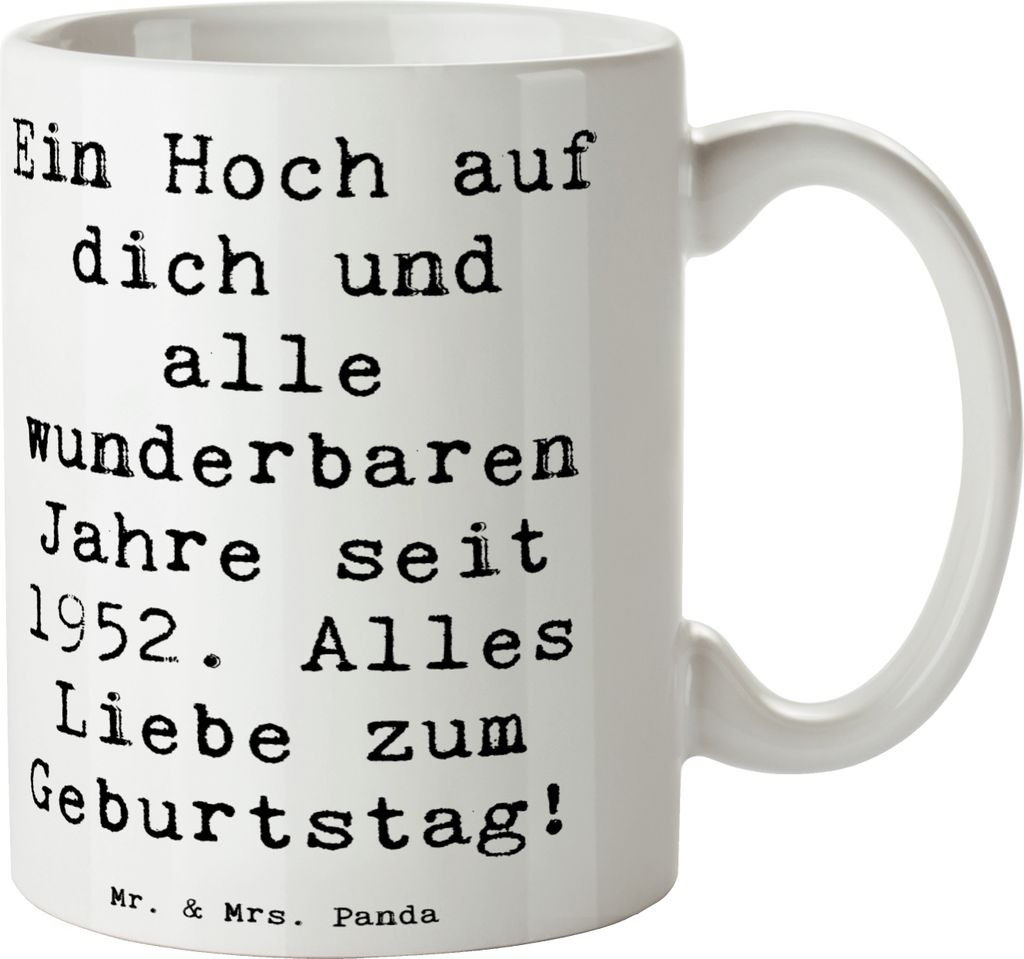 Mr. & Mrs. Panda Kaffeetasse Spruch 1952 Geburtstag - Weiß - Geschenk, Glückwunsch, Erinnerungsgeschenke, Teetasse, wunderbare Jahre seit, Becher...