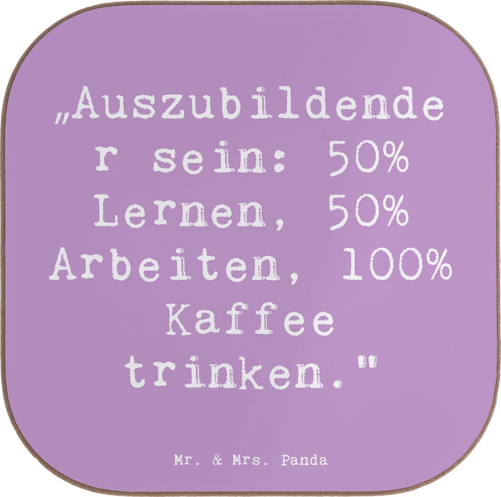 Mr. & Mrs. Panda Untersetzer für Gläser Spruch Auszubildender - Lavendeltraum - Geschenk, Unterstützung, Kaffeeuntersetzer, Coaster, berufliche ...