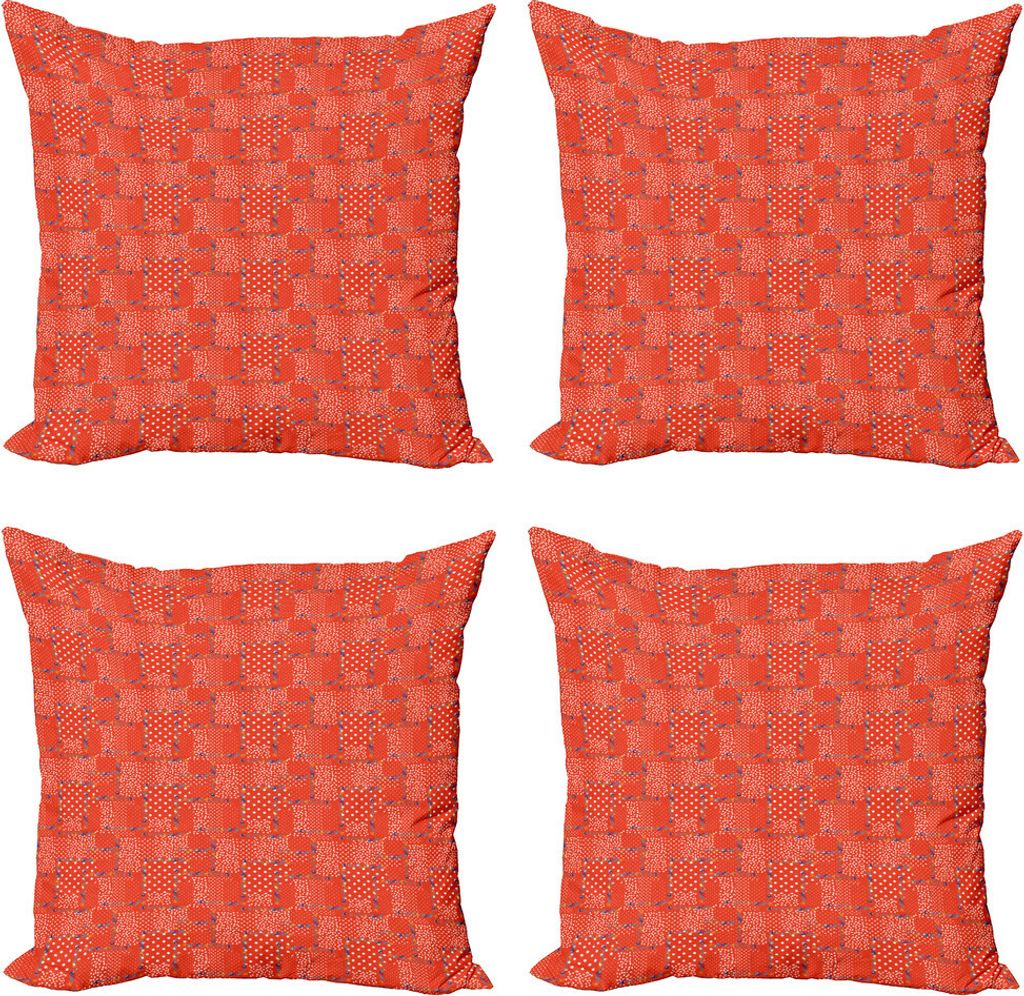 ABAKUHAUS Botanisch Kissenbezug Set (4 Stück), Carnation Blüten-Blätter, Moderner Doppelseitiger Digitaldruck, 45 cm x 45 cm, Vermilion Weiß