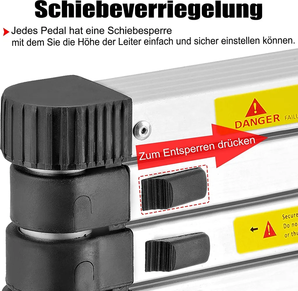 Échelle coulissante 2,6 m multi-usage, aluminium robuste 150 kg max