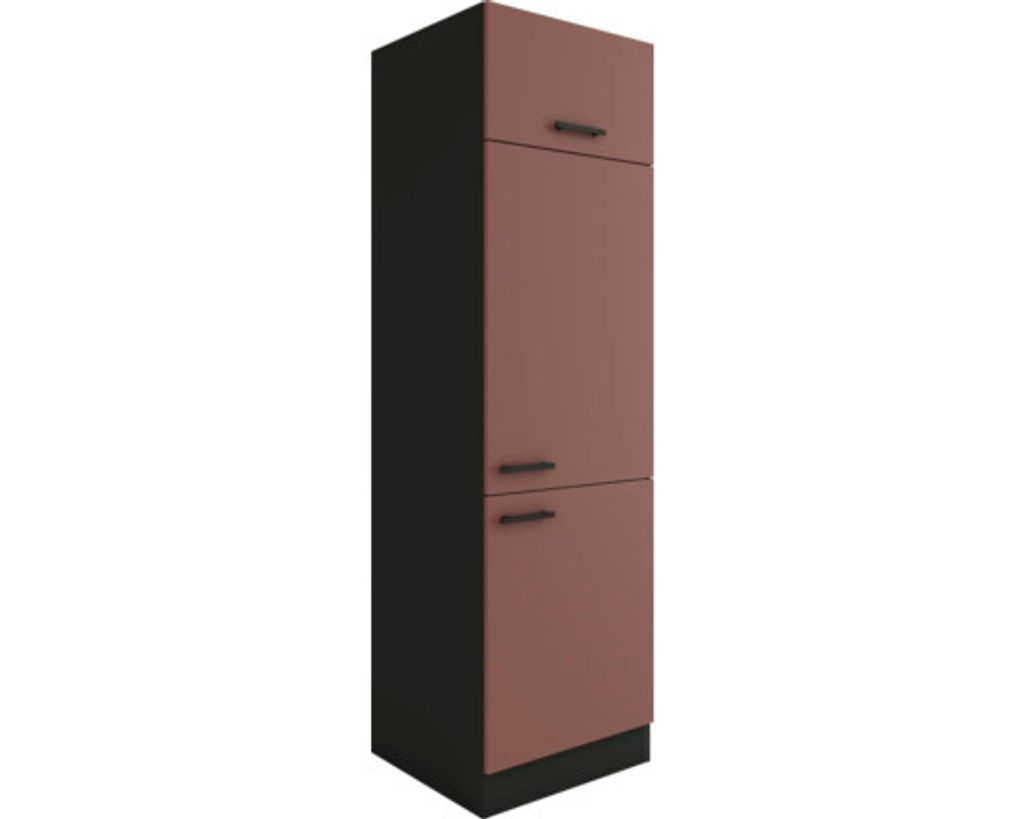 Optifit Kühlumbauschrank für 88er Einbaukühlschrank Nizza407 BxTxH 60 x 57,1 x 206,8 cm rostrot matt zerlegt Anschlag reversibel KUNI H661-9+