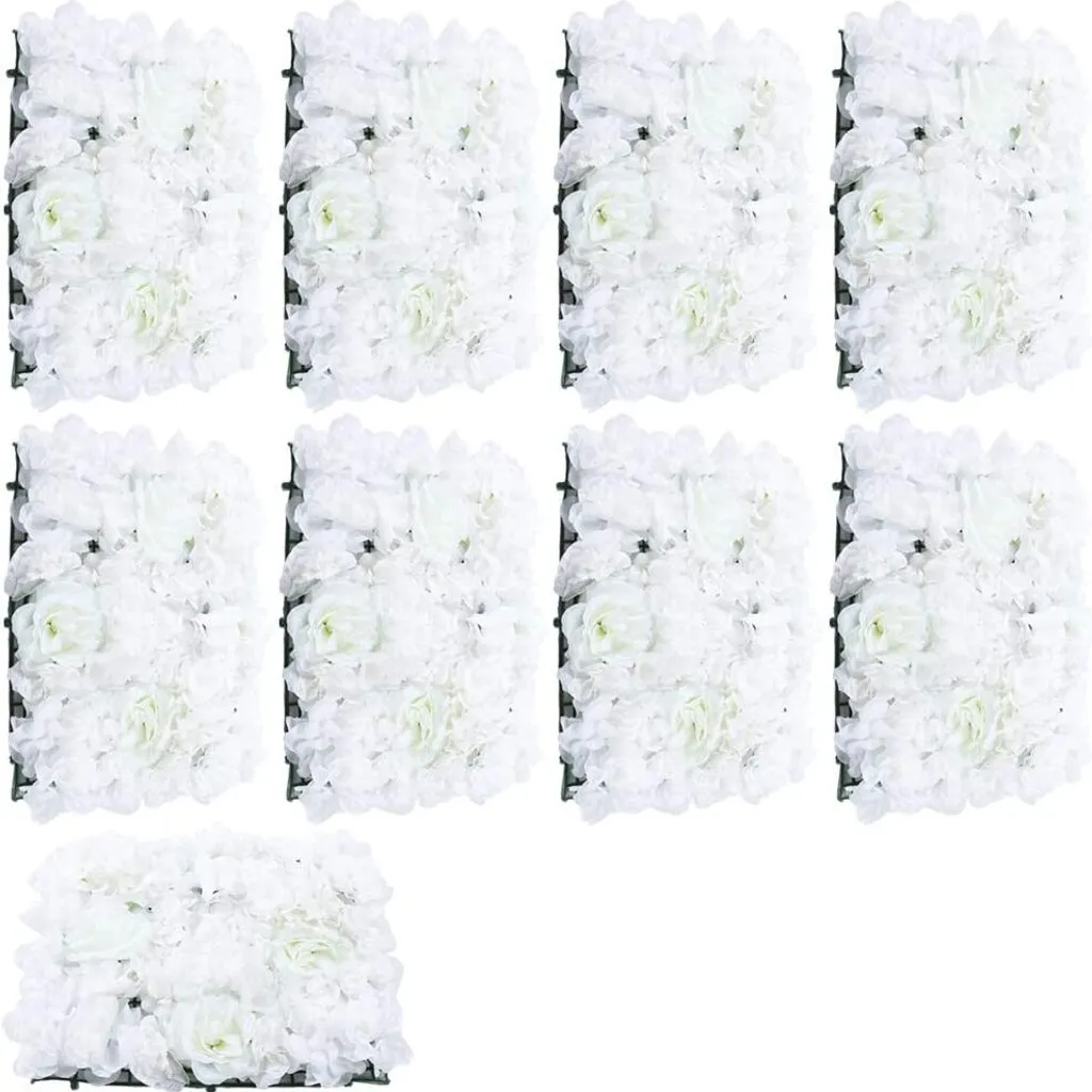 Mur de roses artificielles blanches 9 pièces DIY pour déco intérieure