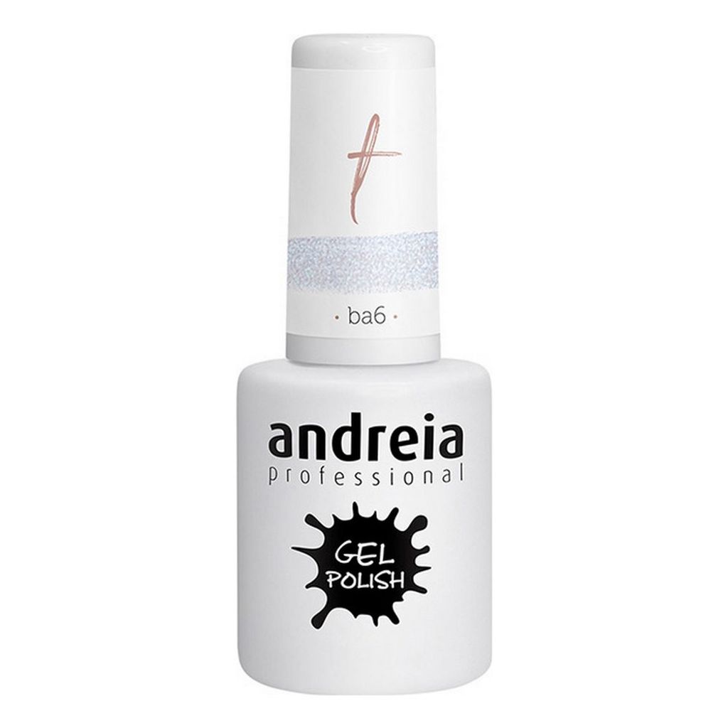 Andreia Semi-Permanent Nail Gel Polish for UV/LED Lamp Intense Shine and 4 weeks Lasting Varnish Colour BA6 Clear Glitter 10.5ml