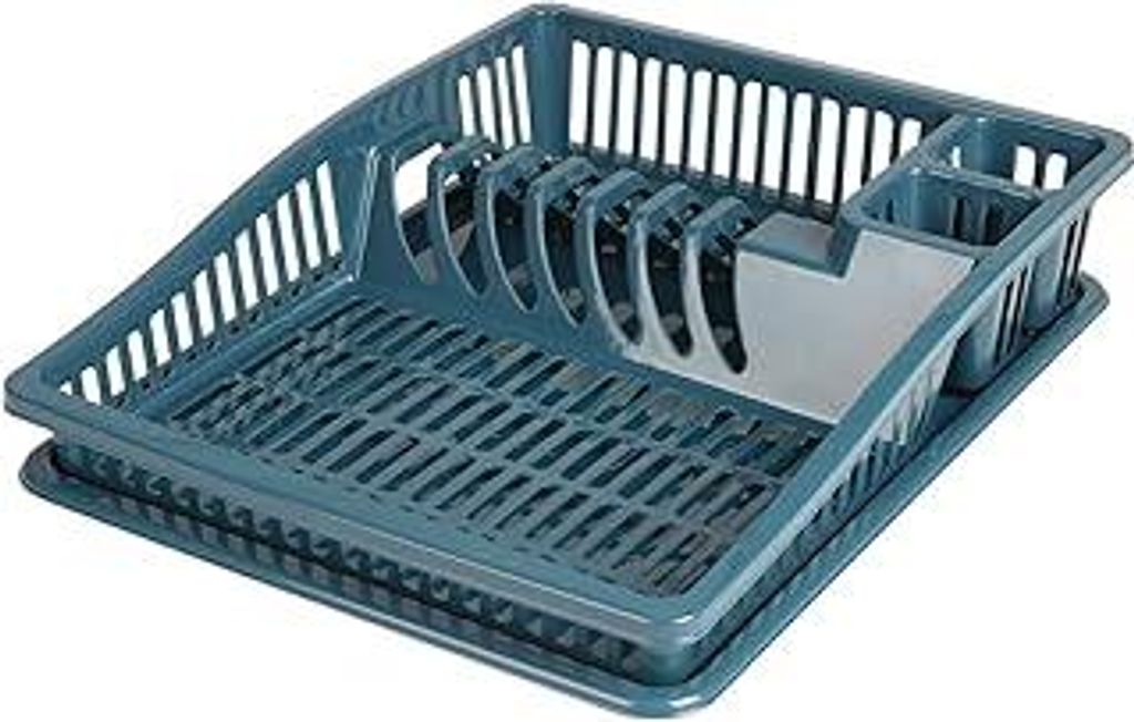 Urban Living Sonoma Geschirrkorb mit Tablett, 38,5 x 31 x 8 cm, Zitadel, Blau