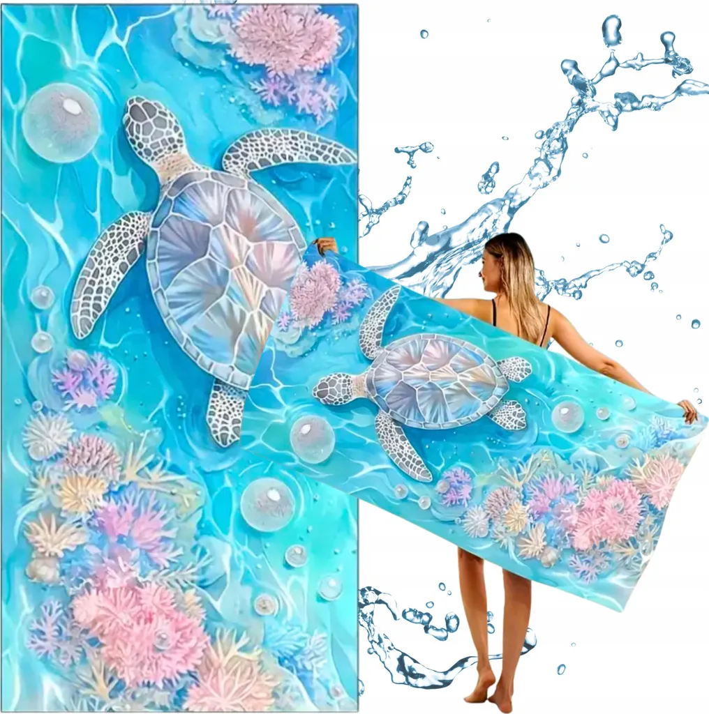 Telo Mare Turtle Ocean 3D Microfibra 150x75 cm | Asciugatura Rapida