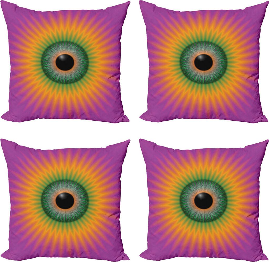 ABAKUHAUS Augapfel Kissenbezug Set (4 Stück), Zier Psychedelisches Augen, Moderner Doppelseitiger Digitaldruck, 45 cm x 45 cm, Mehrfarbig