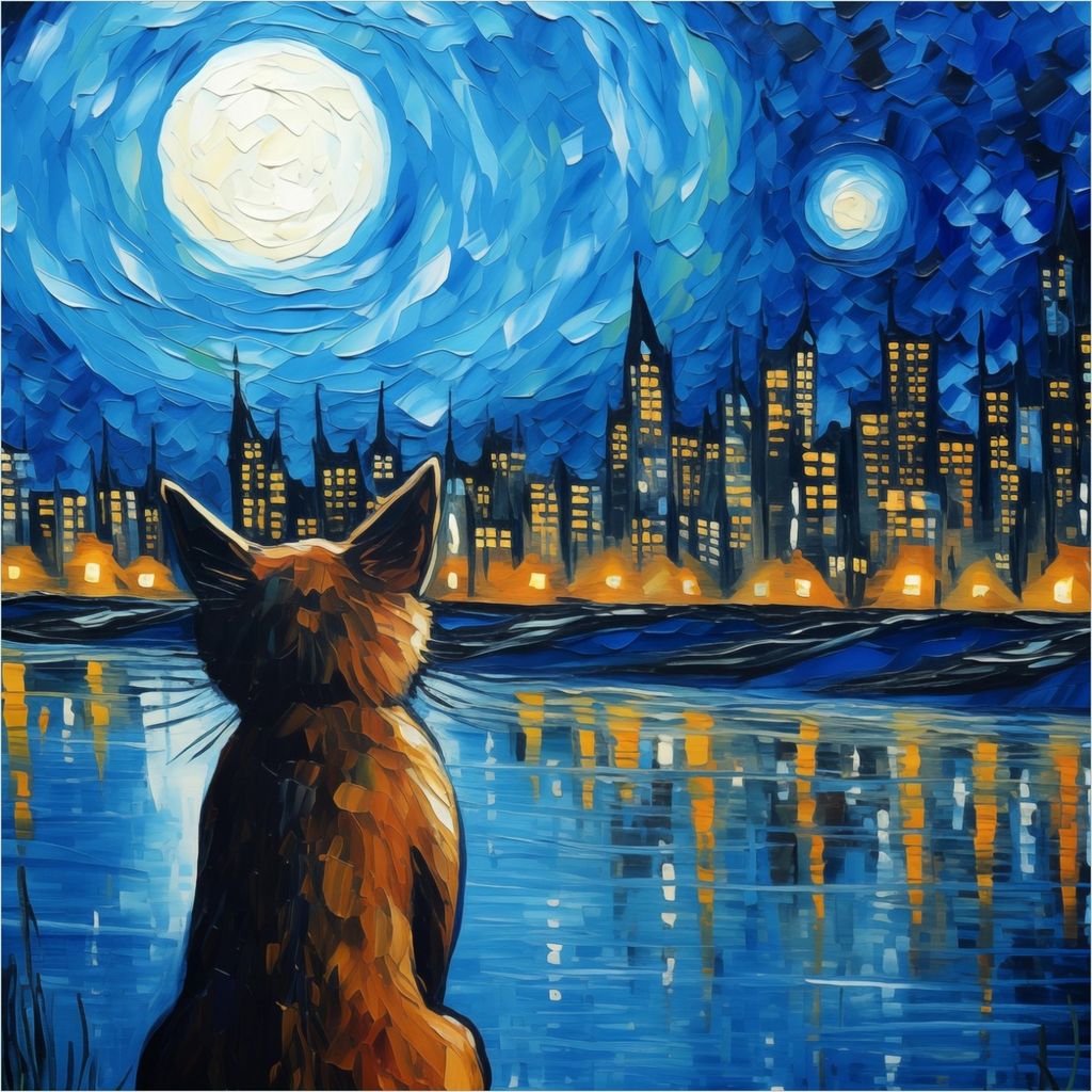 Wallario selbstklebende Möbelfolie/ Tischdecke für Innen und Außen, Größe: 80 x 80 cm - Katze im Mondschein