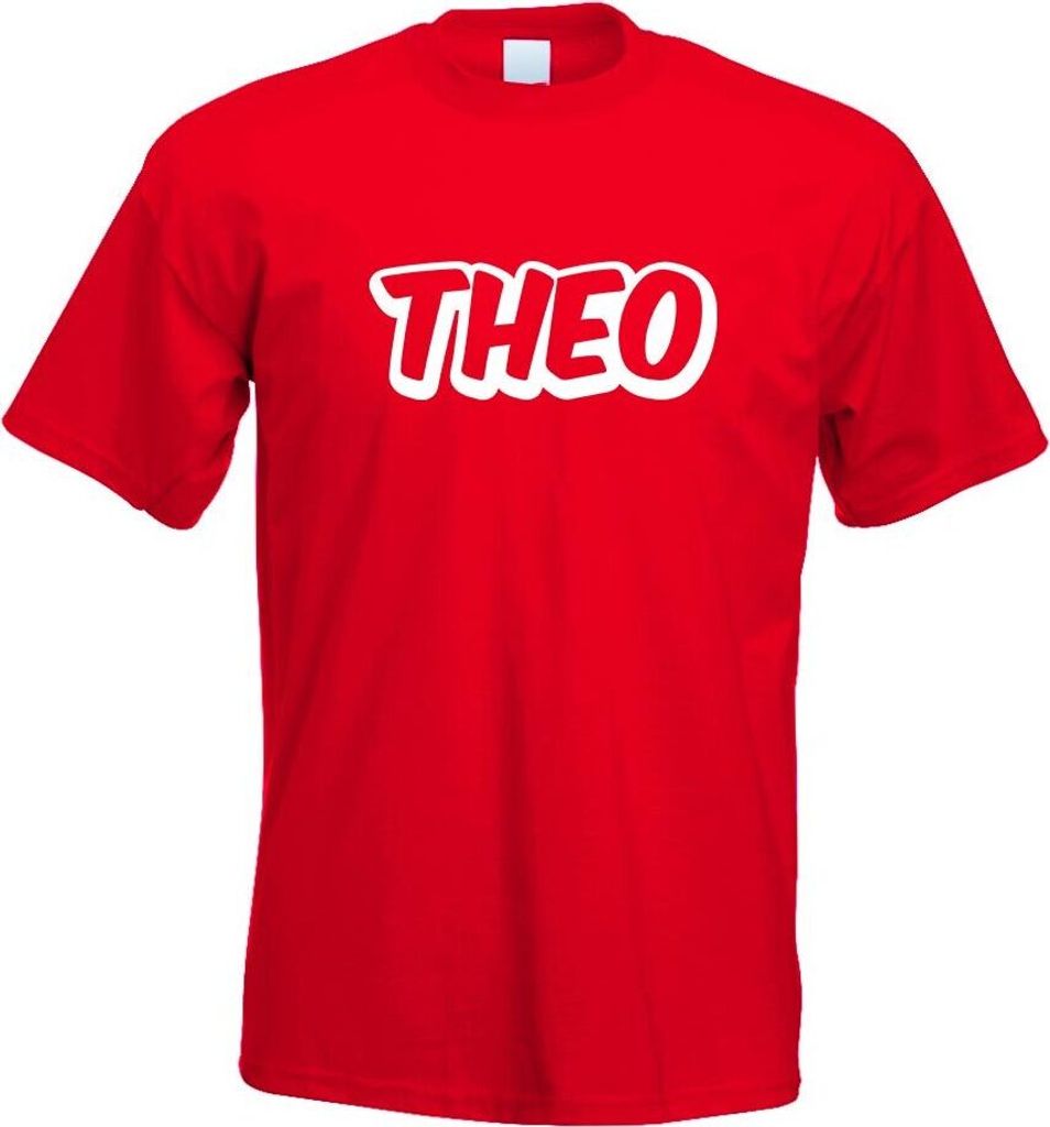 Kiwistar - T-Shirt - rot - Theo Vorname Jungen Motiv Bedruckt Funshirt Design Print - mit Motiv Bedruckt - Funshirt Design - Sport - Freizeit - Her...