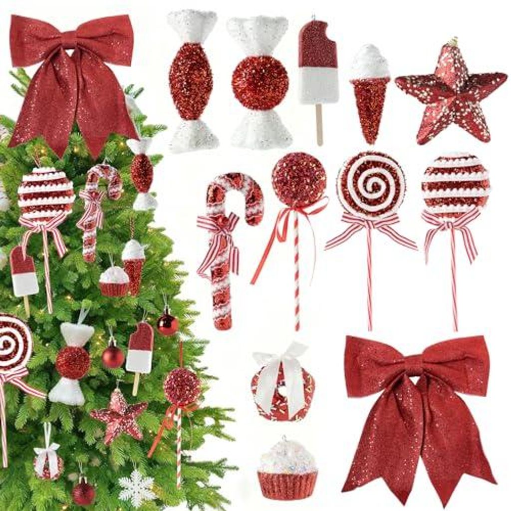 Weihnachtsschmuck Zuckerstangen und Süßigkeiten Set 12 Produktbild 