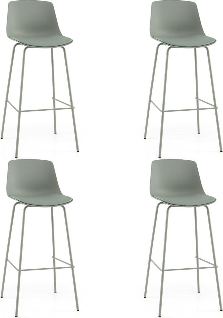 4-teiliges Barhocker-Set, Kunstleder, ergonomische Rückenlehne