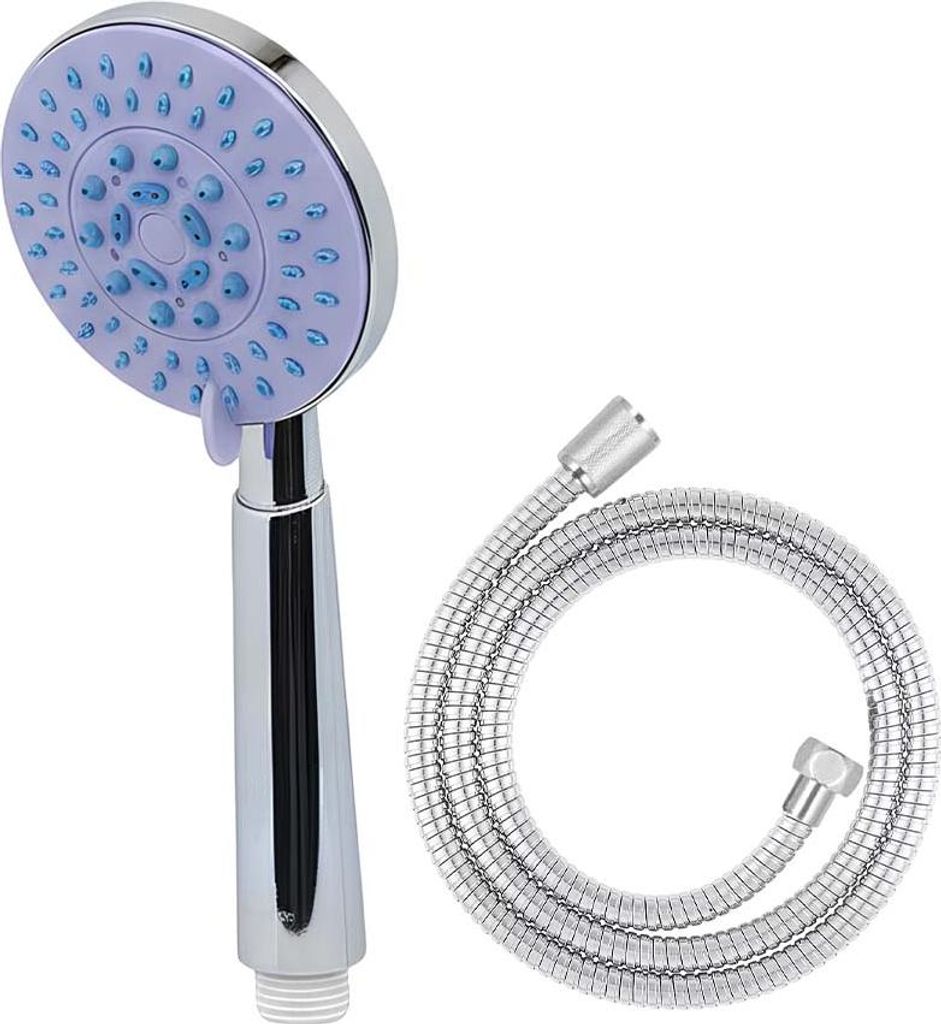 Avizar, Multistrahl-Duschkopf mit Schlauch 1,5 m und Wandhalterung, Blau