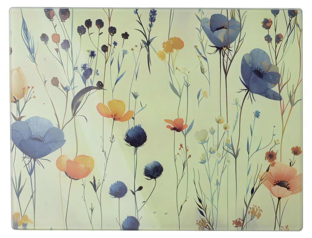 Glazen wanddecoratie "Aria", 40X30Cm, bloemenmotief Productafbeelding 