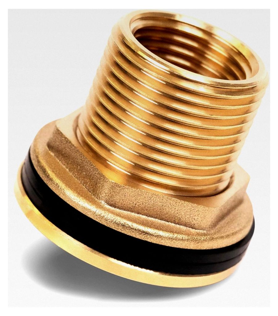 Universal Regentonnendurchführung 3/4 Zoll – Messing Tankdurchführung als Anschluss für 3/4 Zoll Wasserhahn oder Zapfhahn inklusive 2 Dichtung...