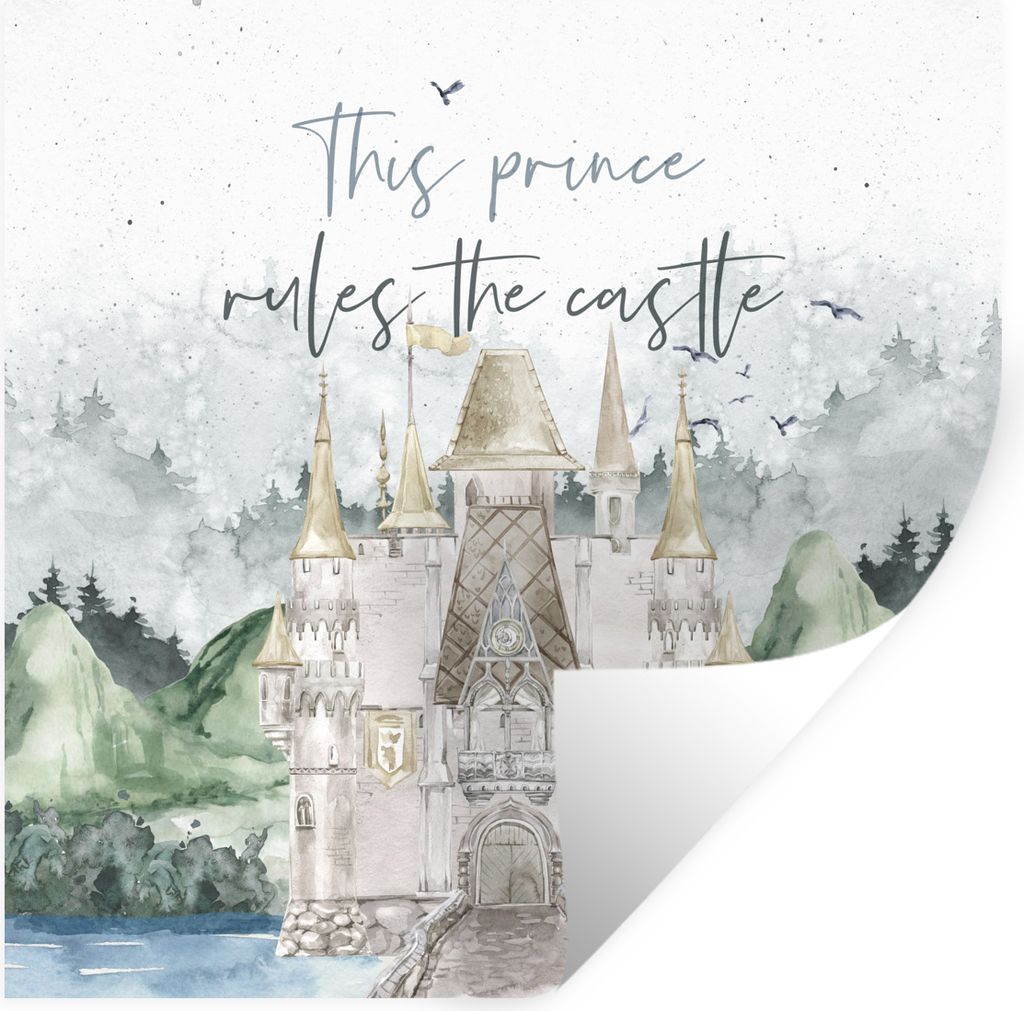 MuchoWow Wandtattoo Wandsticker Wandaufkleber Zitate - Dieser Prinz regiert das Schloss - Sprichwörter - Kinder - Baby 100x100 cm Selbstklebend ...