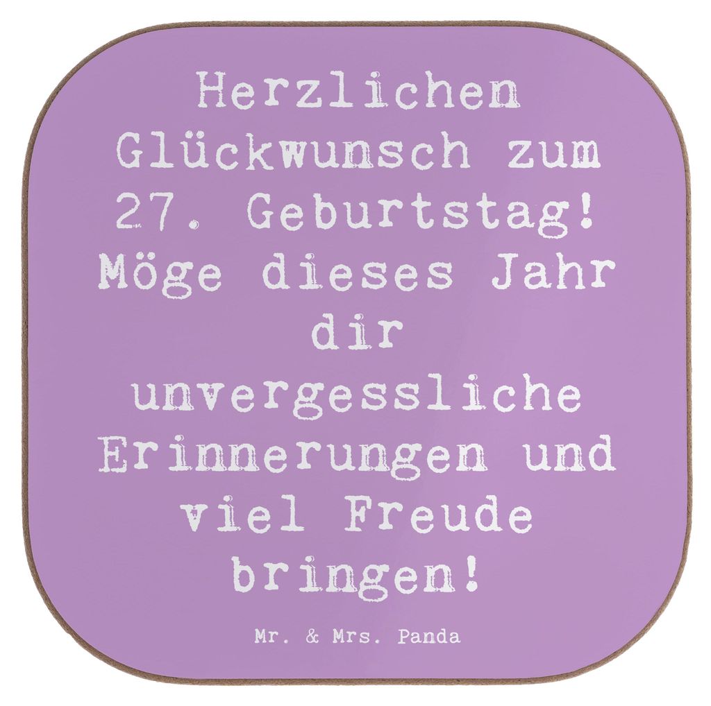 Mr. & Mrs. Panda Tassenuntersetzer Spruch 27. Geburtstag - Lavendeltraum - Geschenk, Alter, Geburtstagskarte, neue Chancen, Tischuntersetzer, gläs...
