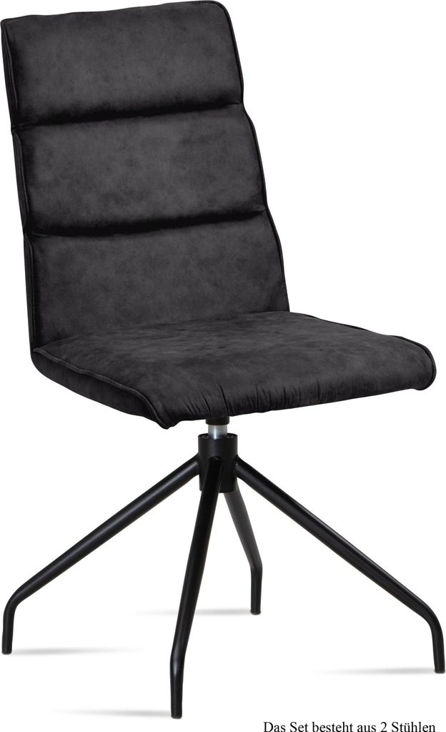Esszimmerstuhl drehbar (2er-Set) Domini 47x92x60 Schwarz/Anthrazit