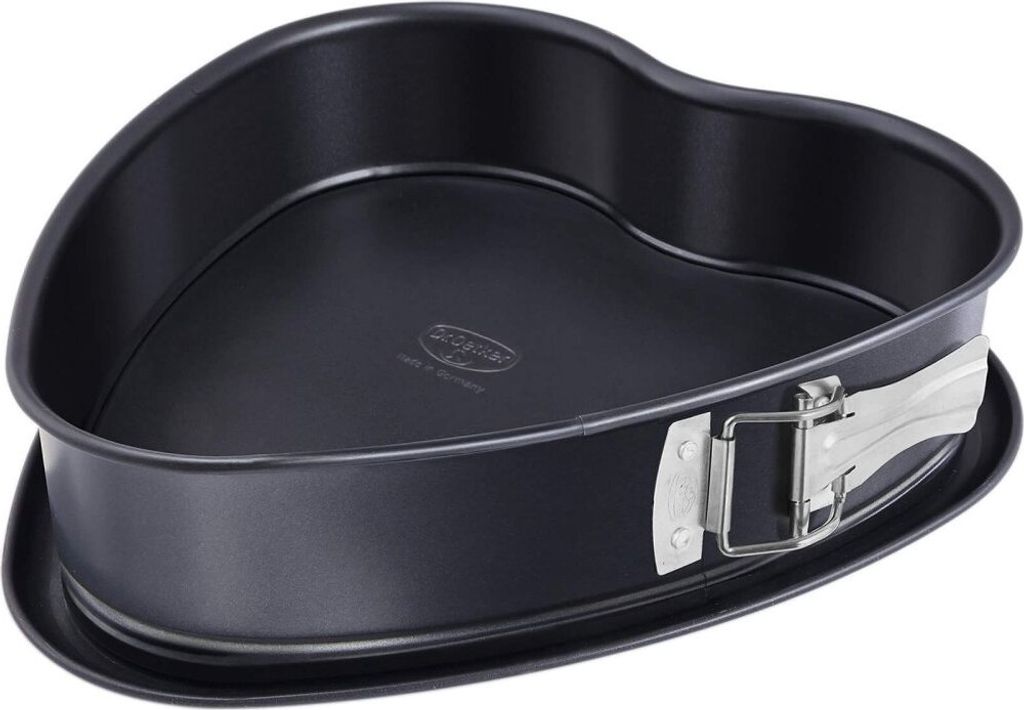 Dr. Oetker Herz-Springform mit Auslaufschutzboden Ø 25 cm, Kuchenform mit Flachboden, herzförmige & auslaufsichere Backform aus Stahl mit Antihaf...
