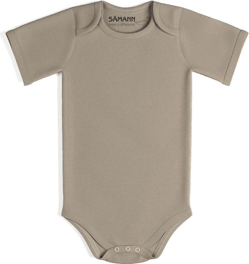 Baby Body aus 100% Baumwolle mit Schlupf-Ausschnitt kurzarm nicht gerippt 6-9 M Simply Taupe