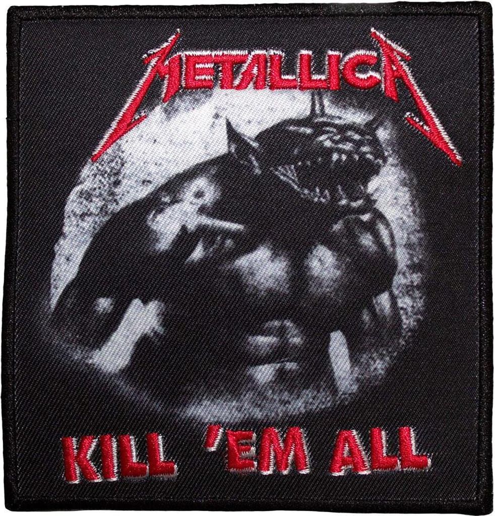 Metallica - bedruckt - Aufnäher zum Aufbügeln "Kill 'Em All / Jump In The Fire" - Polyester RO12901 (Einheitsgröße) (Schwarz/Weiß/Rot)
