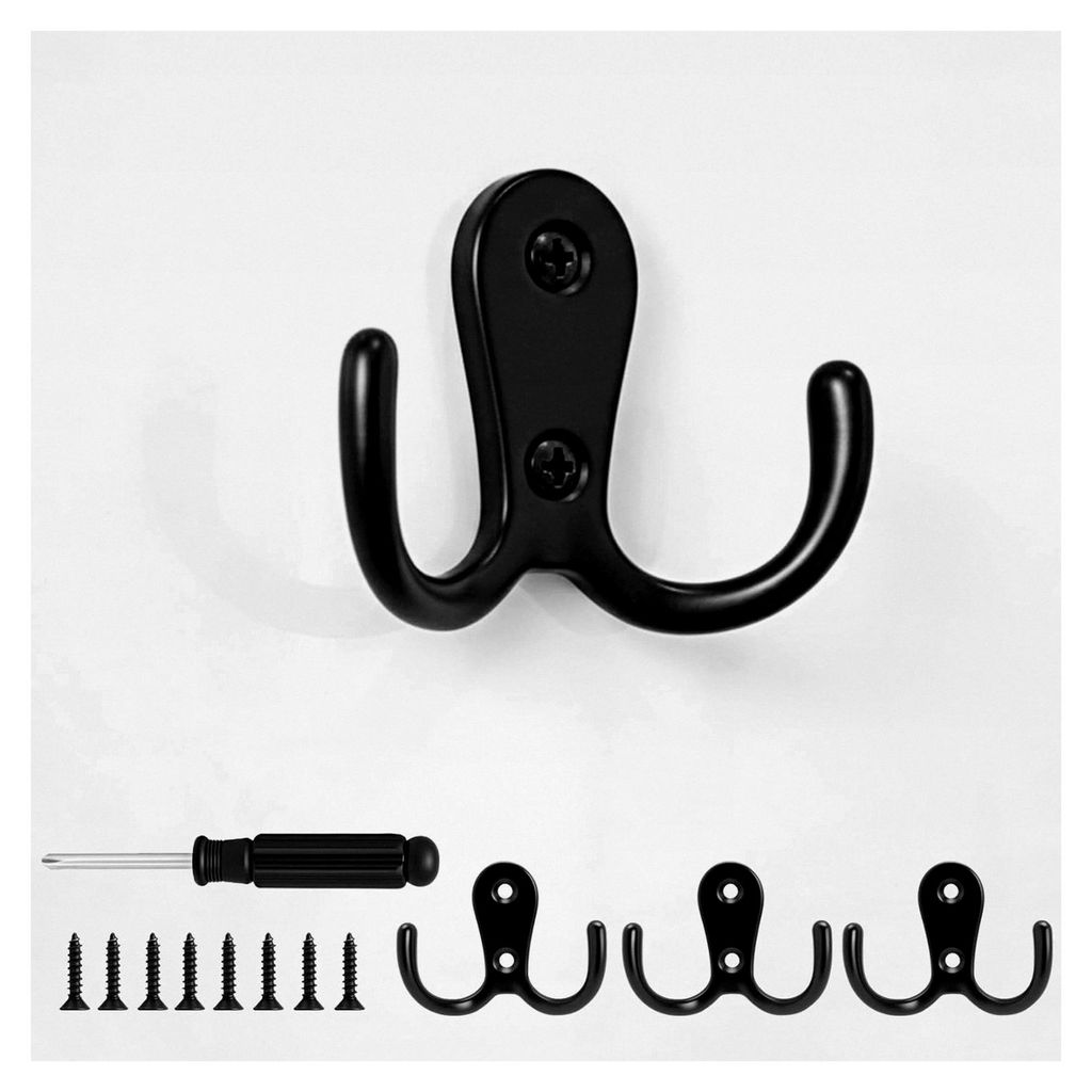 11 Stück Wand-Doppelhaken, Kleiderhaken zur Wandmontage, Metallhaken für Kleidung, Hüte, Handtücher, Türen, Küche, Badezimmer, inklusive 14mm...