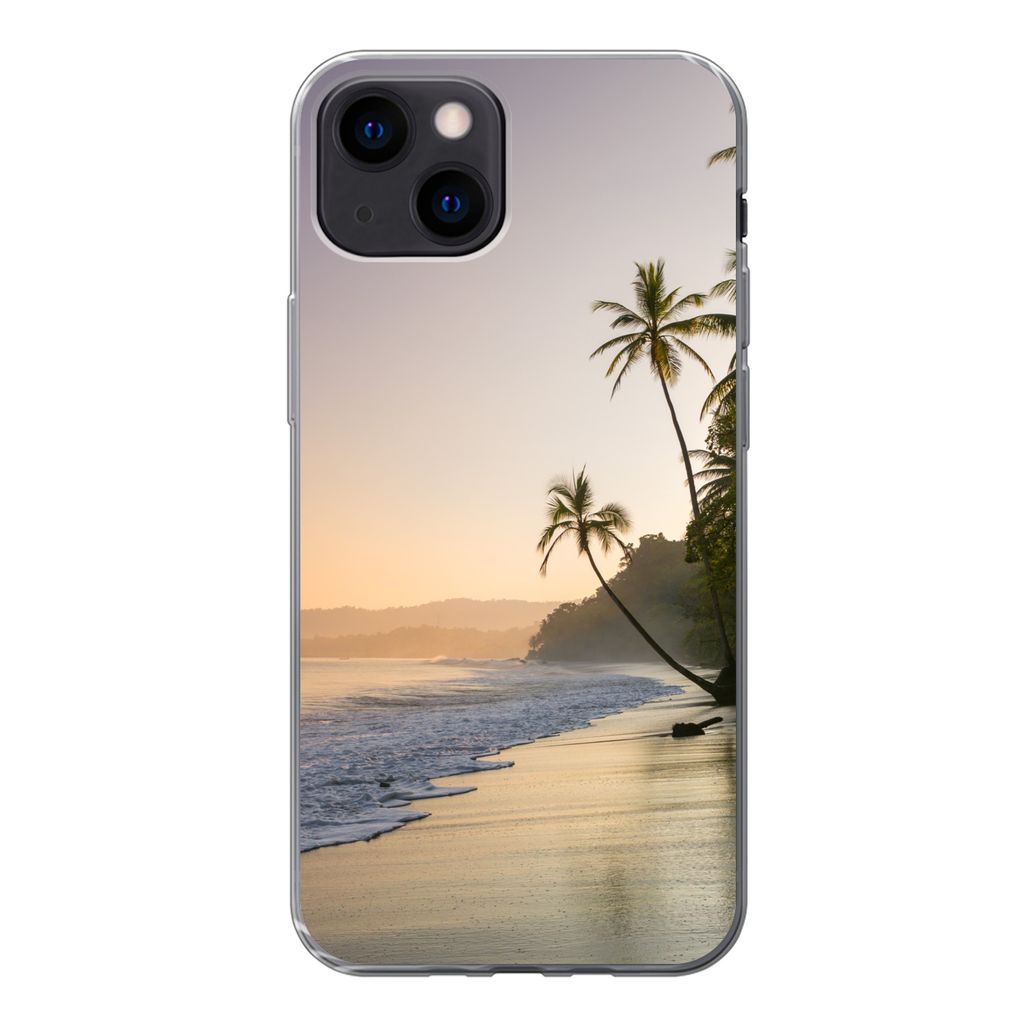 MuchoWow Handyhülle Schutzhülle Hülle für iPhone 13 mini Strand - Meer - Palme Silikon Softcase Handy Hülle - Softcase