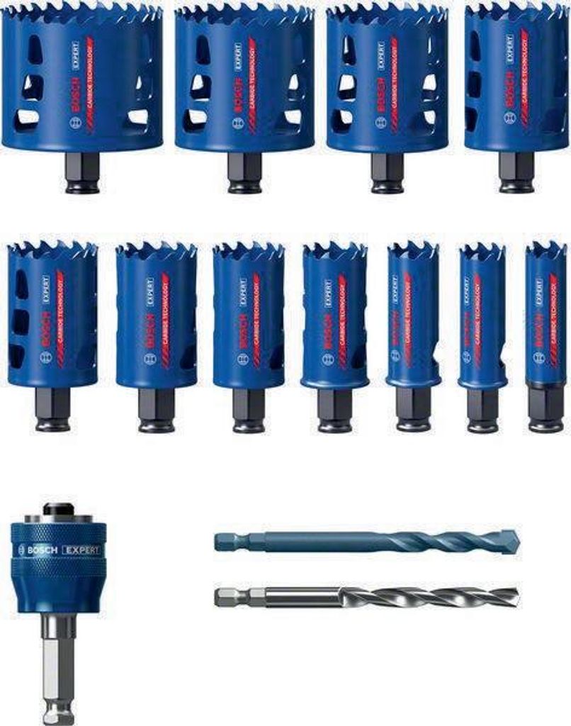 Bosch 14x Set universal de Sägen de Kronensäge EXPERT Multi Material PC Plus (für Holz mit Metall, Ziegel, Ø 20, 22, 25, 32, 32, 35, 35, 40, 4...