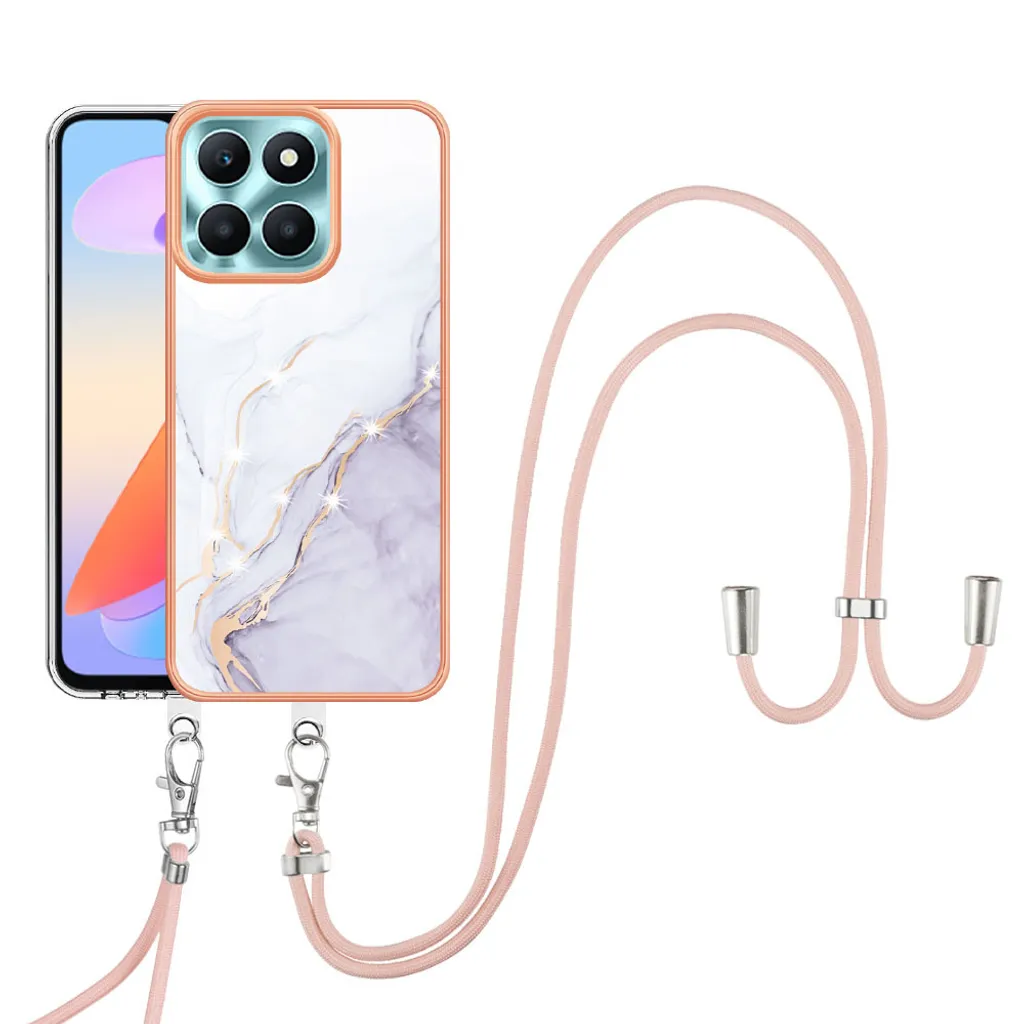Custodia Honor X6a WDY-LX1 (6.56'') Morbida TPU Sottile, Design Montagna Rosa – Nero