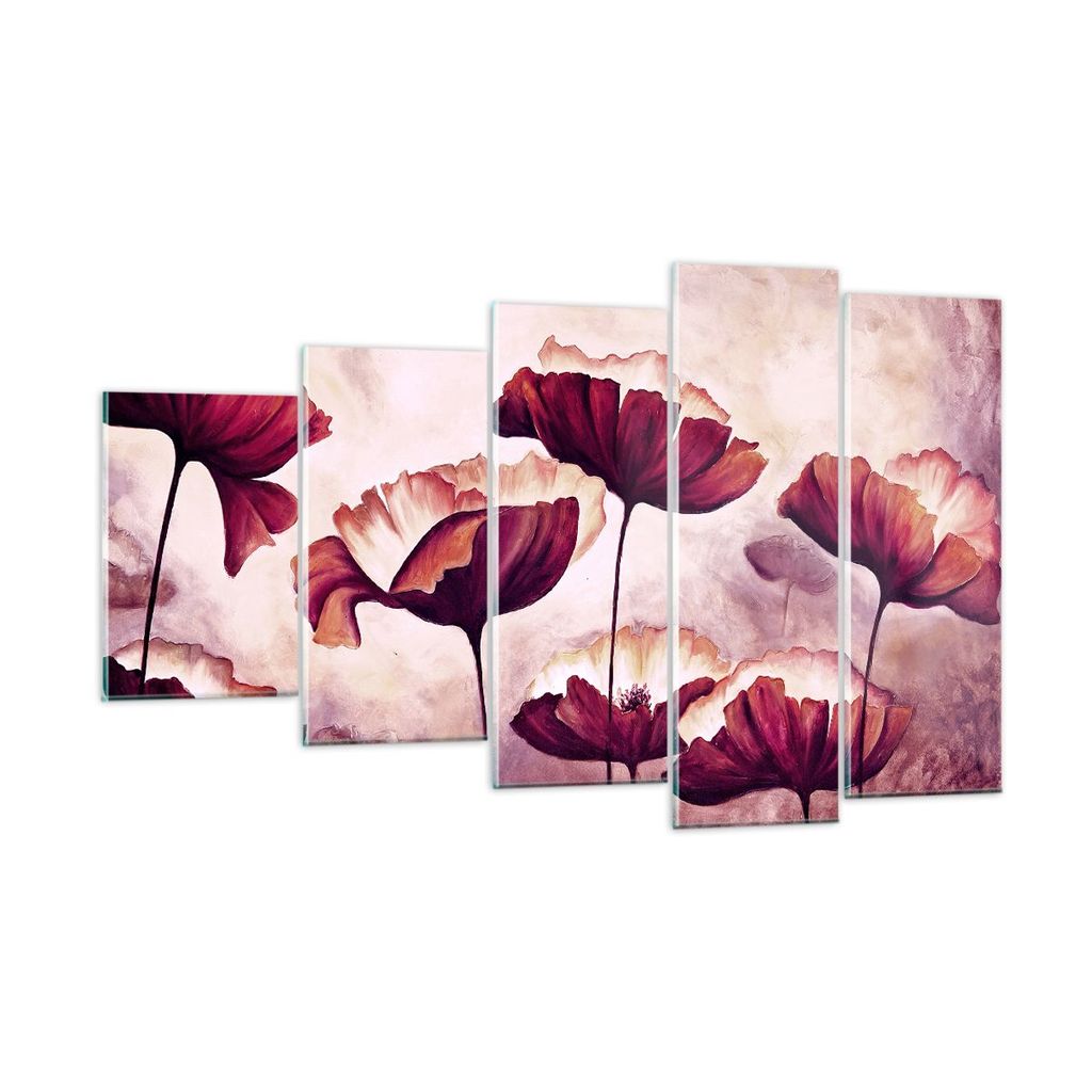 Bilder auf glas - Mohn Blume Wiese - 100x60cm - Glasbilder - Wandbilder - Kunstdruck - zum Aufhängen bereit - Wanddekoration aus Glas - Glas Bilde...