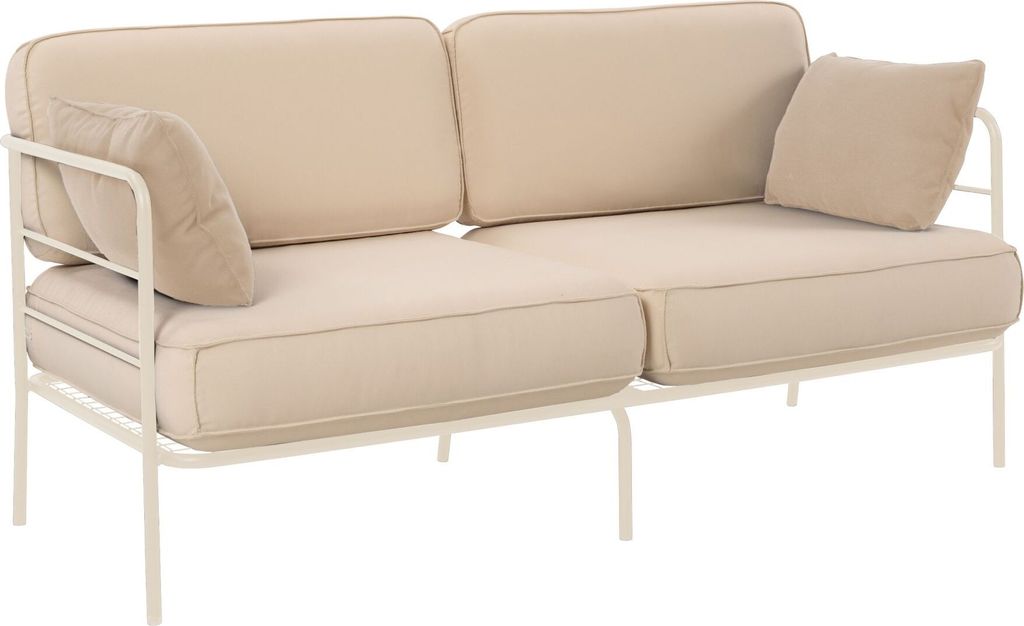 Selsey Preggel - Garten-Sofa 2-Sitzer, 156 cm, wasserabweisend, beige/cremefarbenes Gestell
