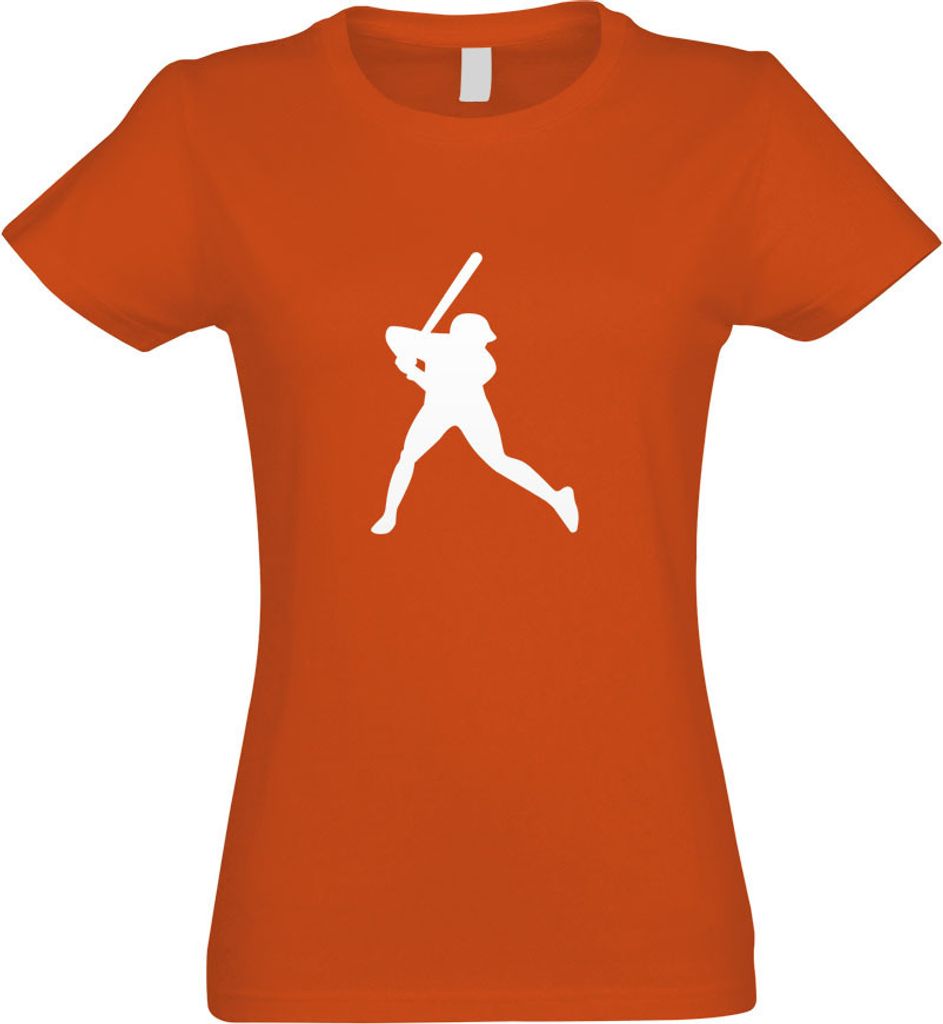 Kiwistar - T-Shirt tailliert - Damen - orange - Baseball Game Spieler - mit Motiv Bedruckt - Funshirt Design - Sport - Freizeit - Damen - S