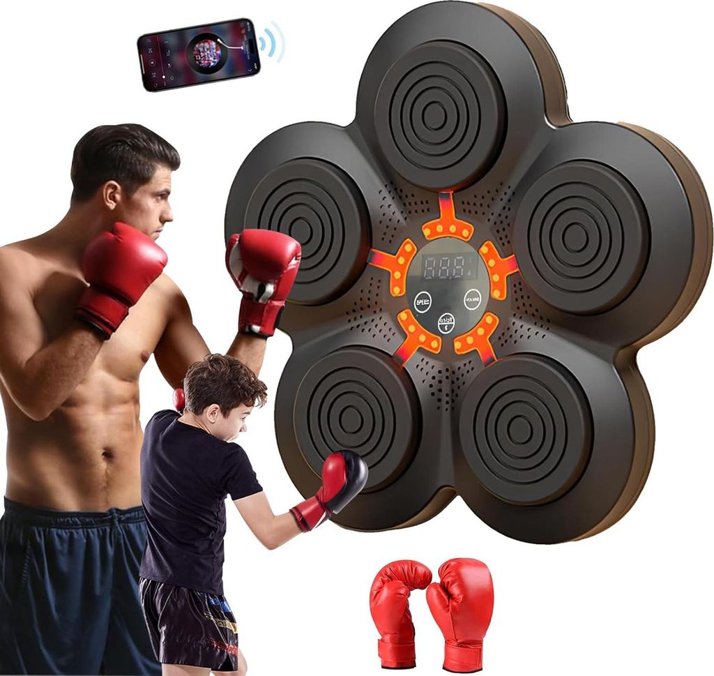 OKWISH Musik Boxing Machine, Bluetooth Intelligente Boxmaschine Zur Wandmontage für Heimübungen Dekompression Boxen mit Boxhandschuhen, Boxen Tra...