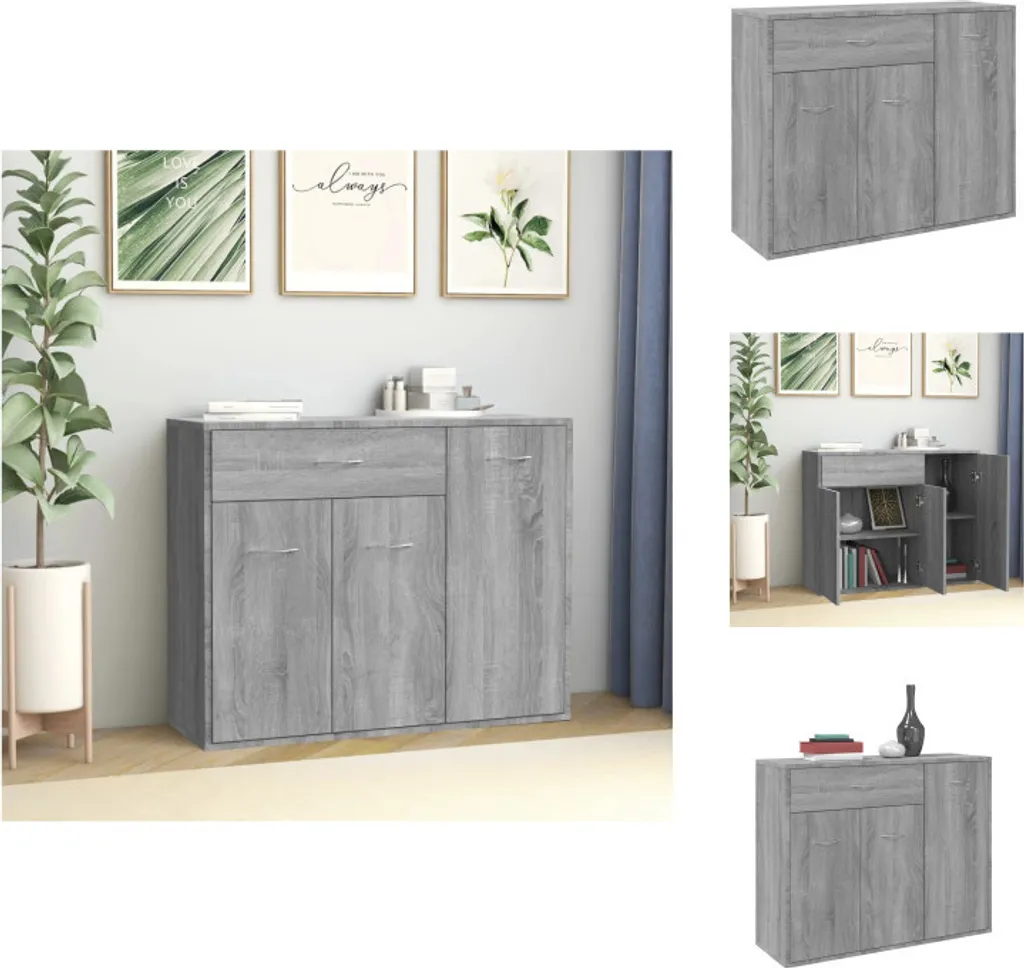 vidaXL Credenza Grigio Sonoma 88x30x70 cm Materiale a base di legno - Credenze