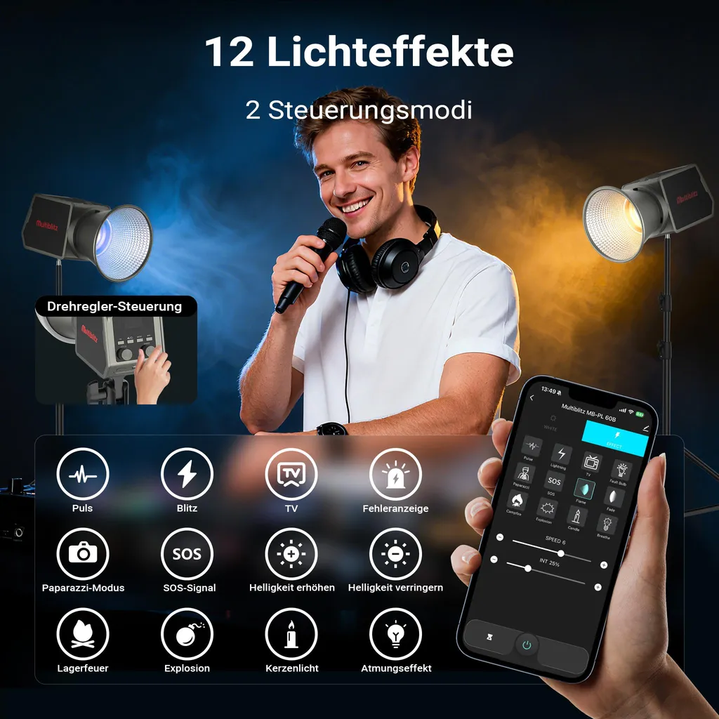 Kit Projecteur LED 60B Multiblitz Haute Luminosité avec Pied FT-8051