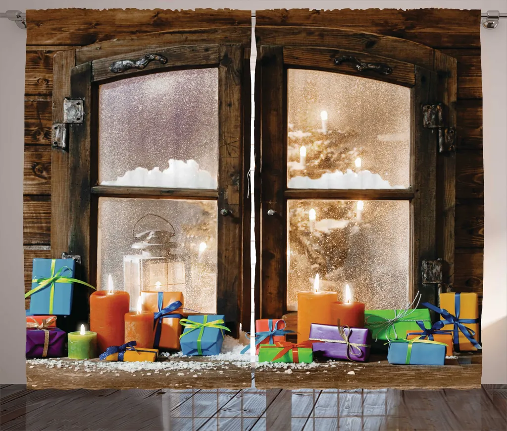 Rideau de Salon pour Décoration de Noël Rustique et Hivernale 280cm