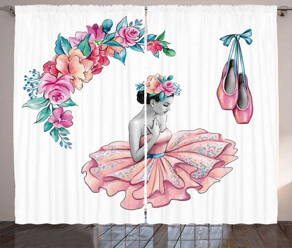 Tenda Moderna Ballerina e Fiori 280x175 | ABAKUHAUS Alta Qualità