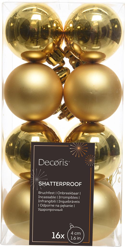 Bruchsichere Weihnachtskugeln 16-teilig 4cm Goldsatz - Matt Produktbild 